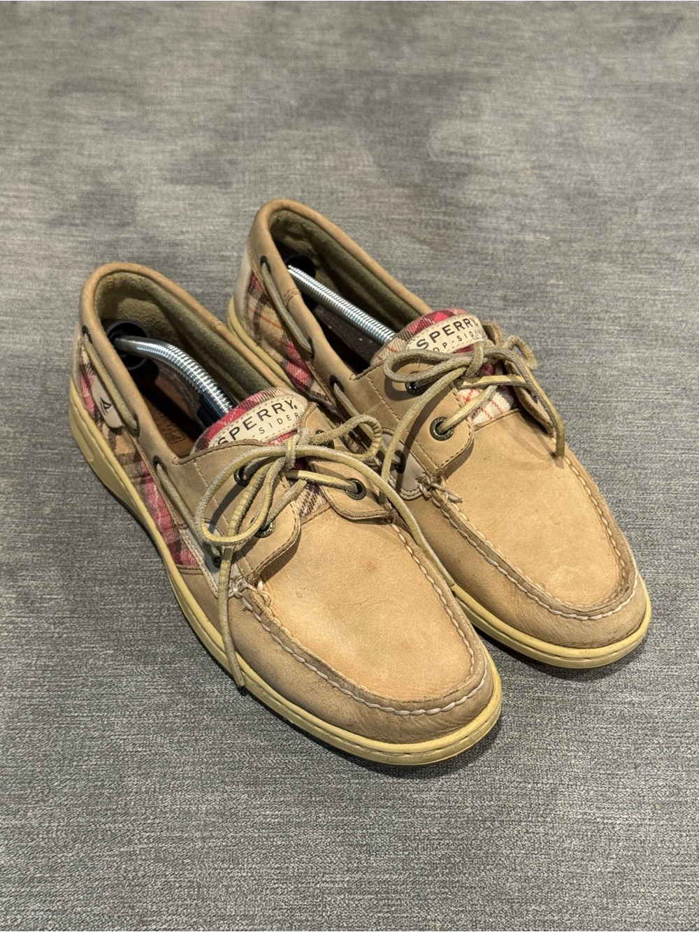 Sperry Top-Sider Bluefish 2-Eye Boat Shoe Pink Plaid -Size 9